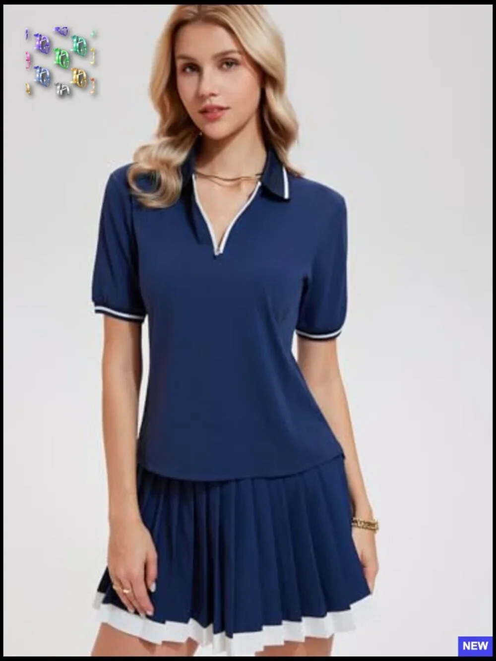Two Piece Tennis Skirt Set Zip Up Athletic Golf Dress Skorts Pickleball